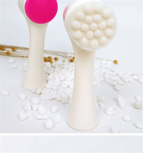 double sides silicone facial cleansing brush portable size 3d face cleaning massage tool facial