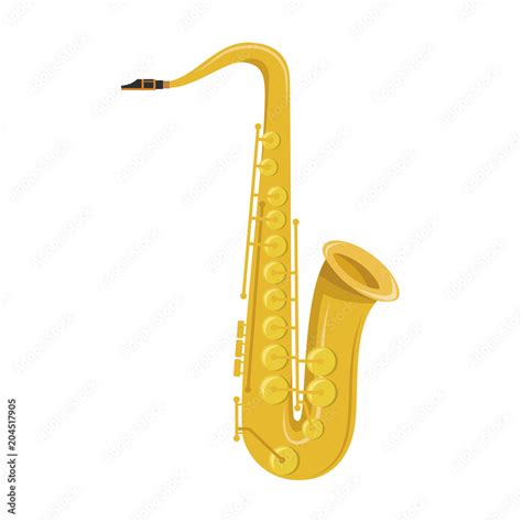 Vector Illustration Of A Saxophone In Cartoon Style Isolated On White