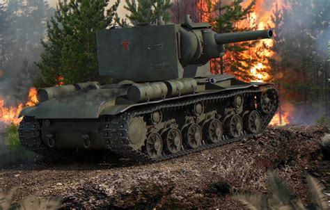 Wallpaper Forest Fire Fire Smoke Power Tank Armor Heavy Soviet