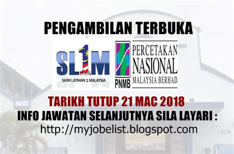 Program ini dikenali sebagai program skim latihan 1malaysia (sl1m) yang diwujudkan bagi meningkatkan keupayaan serta kebolehan diri graduan dengan ilmu, kemahiran serta pengalaman bekerja. Skim Latihan 1Malaysia (SL1M) di Percetakan Nasional ...
