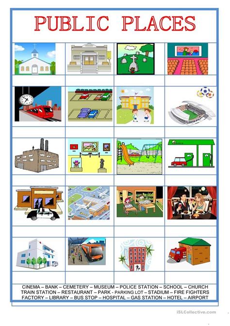 Picture Dictionary City Public Places English Esl Worksheets For Distance Learning And