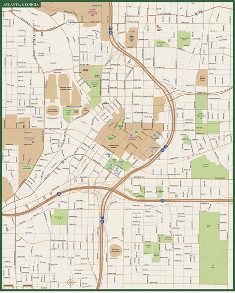Atlanta Downtown Map Digital Vector Creative Force