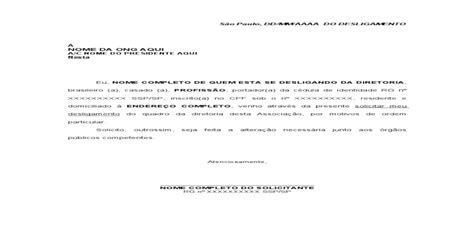 Modelo de Carta de Desligamento
