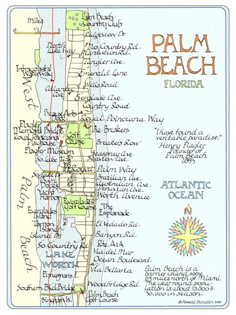 Palm Beach Florida Map Etsy