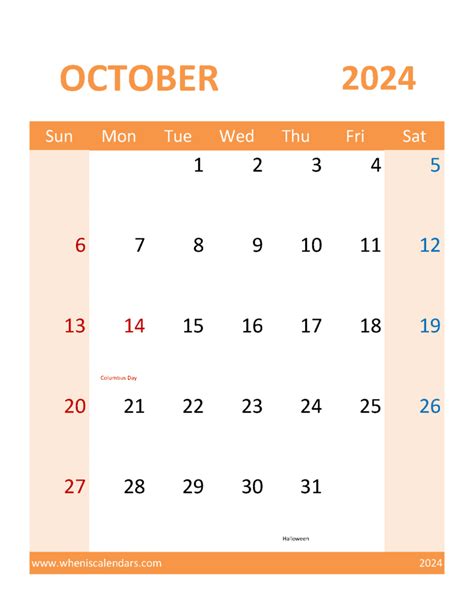 Free Oct 2024 Printable Calendar Monthly Calendar