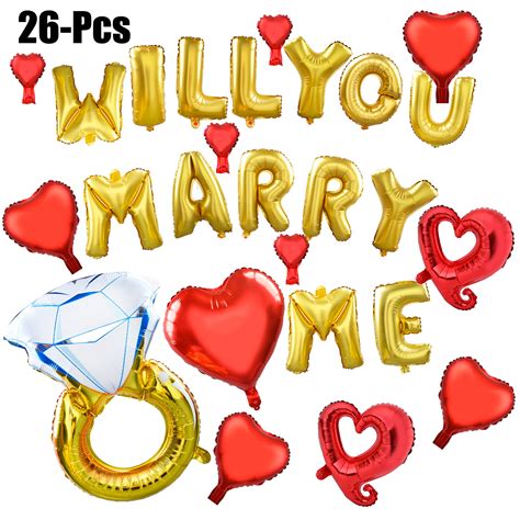 26pcs Foil Balloon For Wedding Proposal Party Will You Marry Me Letter