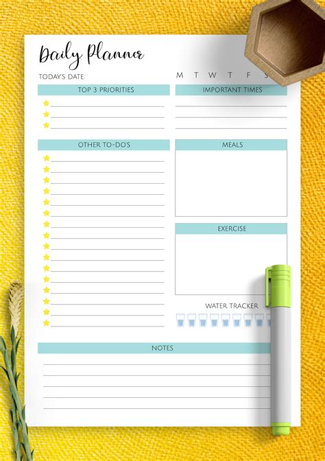 Daily Task Planner Template Daily Planner Template Planner Template