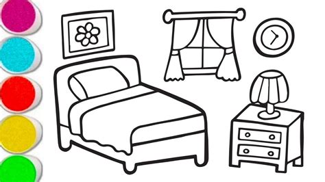 How To Draw Bedroom Step By Step Easy Bedroom Drawing Colouring