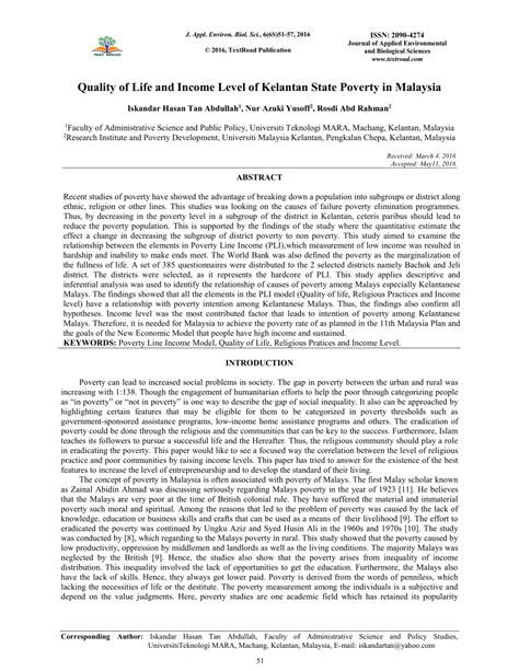 Median monthly household income for malaysian increased to rm5,228 in 2016 compared to rm4,585 in 2014 with a growth rate of 6.6 per cent per annum at nominal value. (PDF) Quality of Life and Income Level of Kelantan State ...