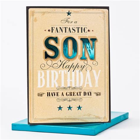 Send a birthday greeting card to your son that will leave a lasting impression. Boxed Birthday Card - For A Fantastic Son - Only £1.99