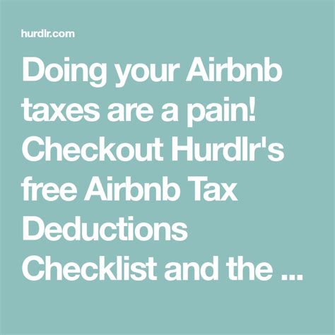 Airbnb Tax Deductions Checklist For Hosts Hurdlr Tax Deductions Deduction Airbnb
