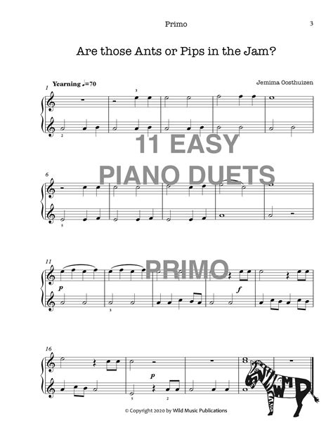 11 Easy Piano Duets For Four Hands Wild Music Publications