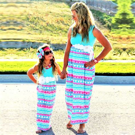 Buy Mvupp Mother Daughter Dress Triangle Print Striped