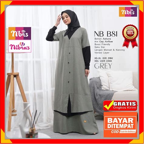 Jual Baju Gamis Nibras Terbaru Promo Sale Nb B Nbb Grey Blue