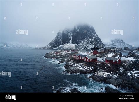Traditional Norwegian Fishermans Cabins Rorbuer Island Of Hamnoy