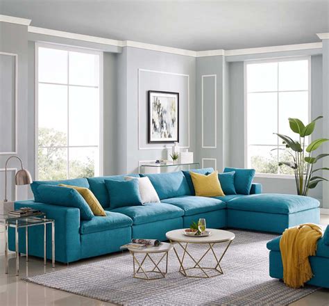 Carmen 5 Piece Sectional Sofa Teal In 2021 Living Room Lounge Sofa
