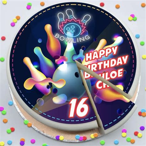 Tenpin Bowling Birthday Personalised Edible Cake Topper And Cupcake
