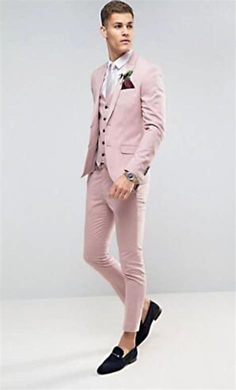 Cb1115 Handome Slim Fit Pale Subtle Pink Wedding Prom Suits 3 Pieces