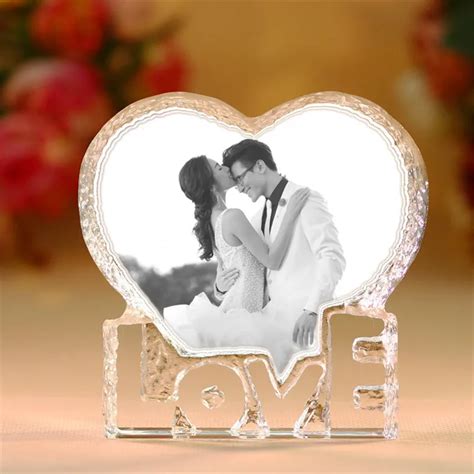 Personalized Souvenirs Custom Made Love Crystal Photo Frame Glass Album For Pictures Frame