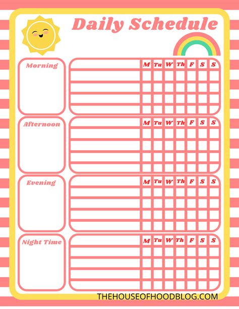 Daily Schedule Printable for Little Kids
