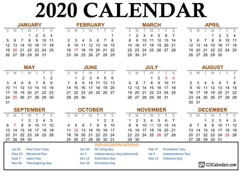 Calendar 2020 Labor Day Month Calendar Printable