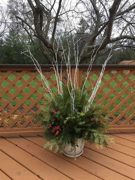 Winter Porch Pot With Live Evergreen Branches Winter Porch Merry