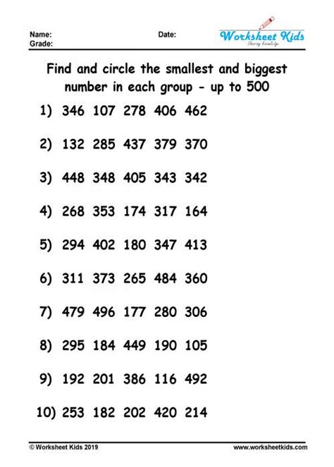 Circle The Biggest And Smallest Number Worksheet Free Printable Pdf