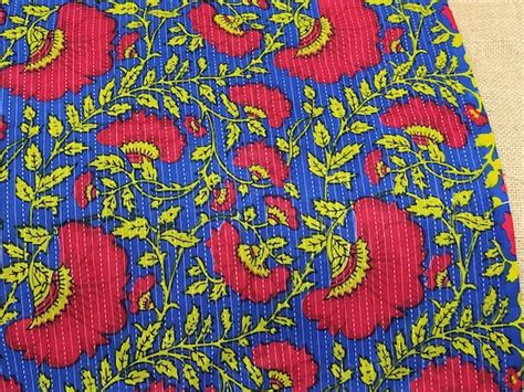 Indian Fabric Blue Printed Cotton Fabric Indian Textiles Etsy