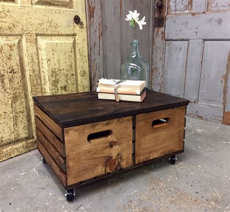 Rustic side table, nightstand, stackable end table with open storage. Crate Coffee Table, Side Table with Storage, Rustic Wood ...