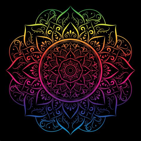 Rainbow Gradient Floral Mandala On Black 1228344 Vector Art At Vecteezy