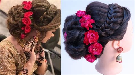 Fantastic Red Rose Bun Hairstyle For Bridal Youtube