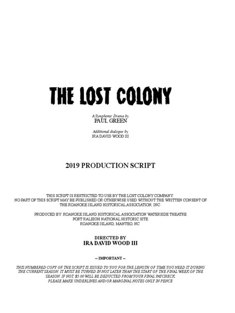 The Lost Colony 2019 Pdf Pdf Roanoke Colony