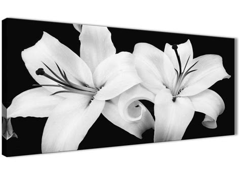 Black White Lily Flower Bedroom Canvas Wall Art Accessories Print