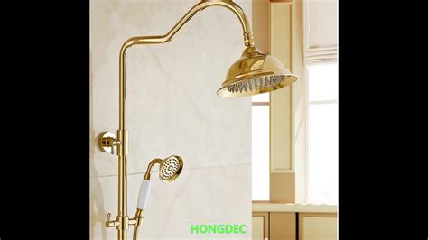 Bathroom Brass Gold Color Shower Set Handheld Showerrainfall Shower