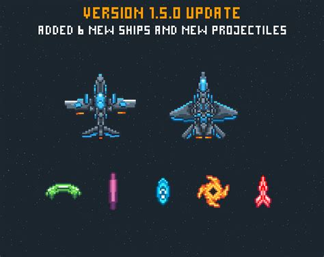 Pixel Art Spaceships For Shmup Game Asset Packs