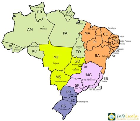 Capitales De Brasil Capitales De Los Estados Brasile Os Mapa E