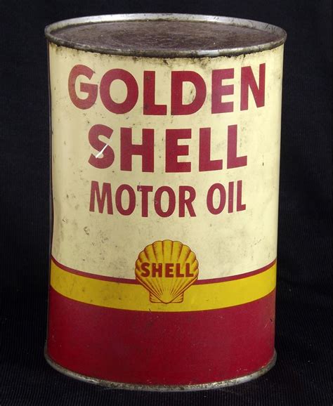 Vintage Golden Shell Motor Oil Can 1 Quart Full Unopened Shell Oils