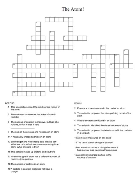 Atom And Atomic Scientists Crossword Puzzle