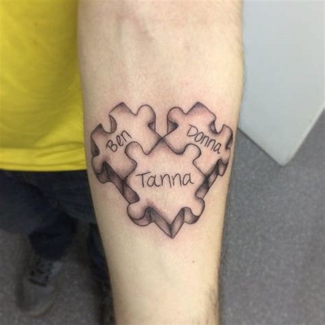 A blue ink puzzle piece tattoo paired with a word tattoo that reads hope. Pin auf puzzel