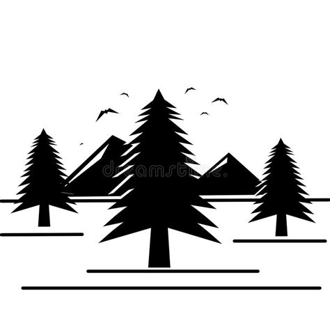 Pine Tree Black Icon Silhouette And Vector Logo Nature Sign And