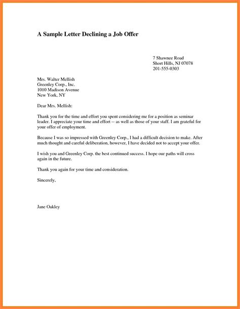 How to accept a job offer email example. Download Fresh Declining A Job Offer Letter Sample # ...