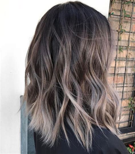 Ash Balayage With Dark Roots Silver Hair Highlights Brown Hair