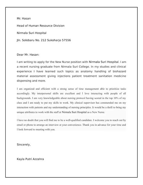 Cover Letter Contoh Surat Lamaran Kerja Bahasa Inggris Yang Simple