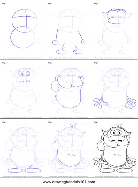 How To Draw Stimpy From The Ren And Stimpy Show Printable Step By Step Drawing Sheet