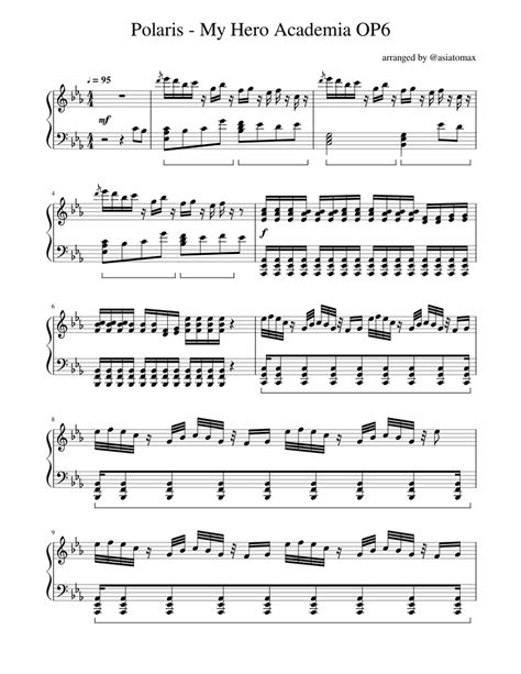 Polaris My Hero Academia S4 Op1 Sheet Music For Piano