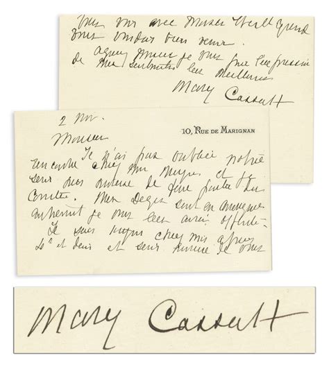 Mary Cassatt Autograph Letter Signed 59496a Hollywood Memorabilia