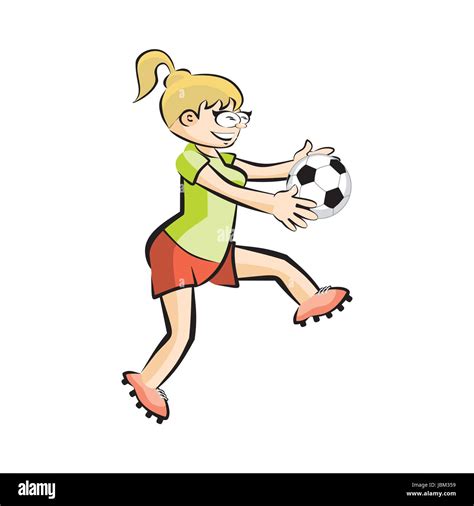 Cartoon Female Soccer Player Kicking Hi Res Stock Photography And