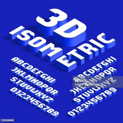 3d Isometric Alphabet Font 3d Effect Letters And Numbers With Shadows