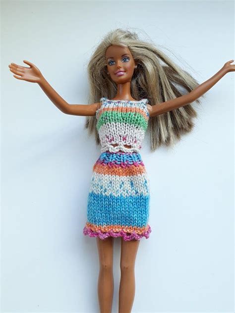 Summer Skirt And Top For Barbie Ooak Hand Knitted Beach Etsy Skirt