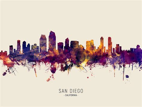San Diego California Skyline Digital Art By Michael Tompsett Fine Art